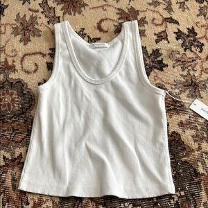 Perfectwhitetee White Fitted Crop Tank Top
